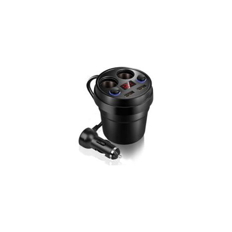 2 adattatori per accendisigari da auto, doppio USB 12-24V 80W 3.1A, caricabatterie per accendisigari con supporto per bicchieri e display LED della tensione, per telefono/tablet/computer