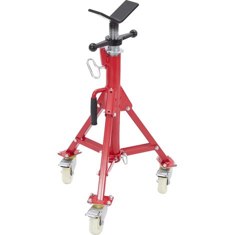 Supporto per tubi di saldatura, altezza regolabile da 71 a 132 cm, realizzato in acciaio al carbonio resistente, con 4 ruote piroettanti con freno e portata massima di 450 kg. (1/5)
