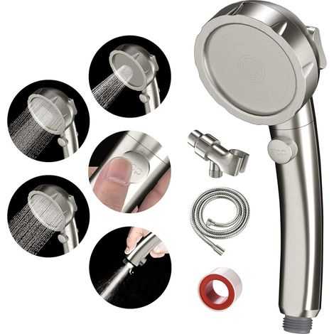 Bardusch - High Pressure Handheld Shower Head with On Off Switch, Detachable Shower Head, 3 Spray Modes Shower Massager Handheld with Hose and Adjustable Angle (1/5)