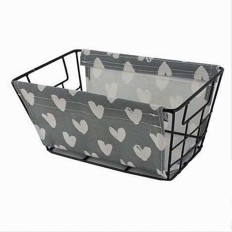 Trade Shop - CESTO PORTA OGGETTI IN FERRO TESSUTUTUA CUORIEN MIT MANICI 25X15X12 CM 10615 -