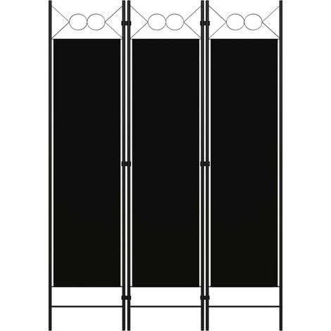 3-tlg. Raumteiler Schwarz 120 x 180 cm