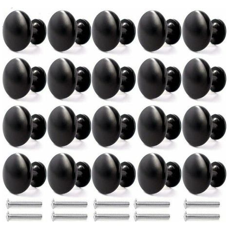 20 Stück 30 mm Vintage-Türknöpfe, Schubladengriffe, Küchenschrankgriffe, Möbelknöpfe (Schwarz) (1/4)