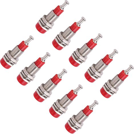 J.40006 10 Stück/Set 2 mm vernickelte Bananenbuchse (weiblich) für Einbaumontage, rot (1/5)
