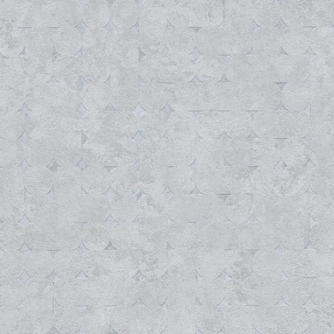 Papier peint intissé métallique gris argent Tapisserie à motifs géométrique pour chambre Papier peint graphique idéal pour salon (1/4)
