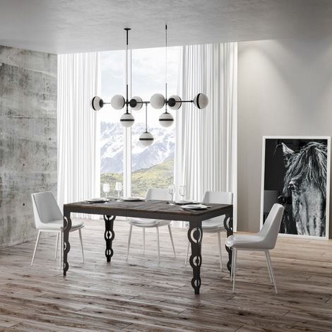 Tavolo allungabile a 264 cm gambe e telaio antracite piano Noce KARAMAY Evolution 160 cm (1/3)