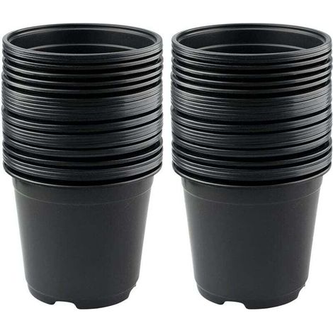 ALOVEZ Lot de 50 Pots de Fleurs en Plastique Noir de 15 cm pour Plantes succulentes, légumes et boutures (1/4)