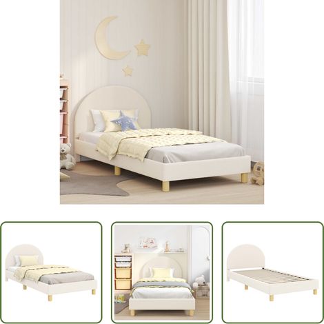 vidaXL Design bas - Cadre de lit pour enfants avec tête de lit Crème 90 x 190 cm
