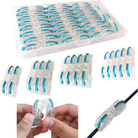 26 pcs SPL-1 Connecteur Electrique, Connecteur à Ecrou à levier Connecteurs Connecteurs de fils compacts (Bleu) (1/5)