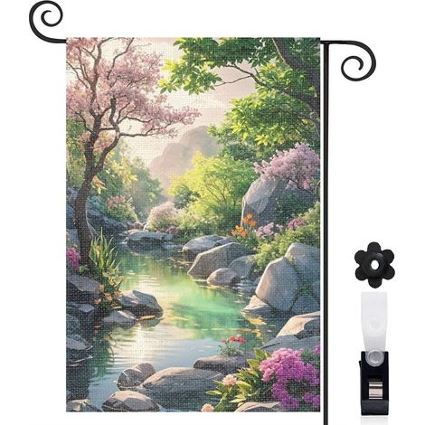 Drapeau de jardin décoratif décoration extérieure toile épaisse double face 30 x 45 cm pour cour maison terrasse (1/5)