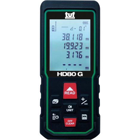 MISURATORE LASER DISTANZIOMETRO 80mt RAGGIO VERDE TUF HD 80G