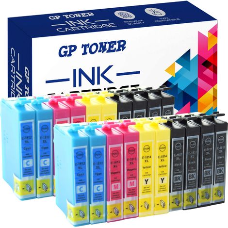 20 cartouches d'encre CMJN pour Epson E1816XL x4 (1/5)