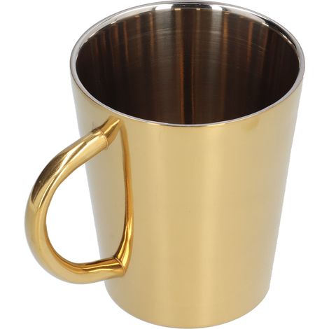 300-ml-Wasserbecher mit Henkel, wärmeisolierender Kaffeebecher aus Edelstahl 304 für Büro und Zuhause, Gold (1/5)