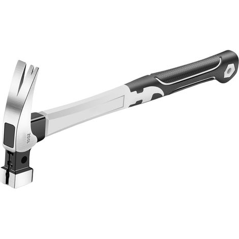 Marteau à panne fendue multifonction pour tirer des ongles, marteau à tête en acier à fort impact, support de clous pour artisans, bricoleurs, marteau à panne ergonomique anti-fatigue (1/4)