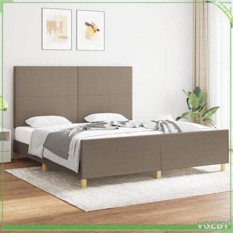 Cadre de lit - 3124915 - Tissu taupe - 180 x 200 cm - Tête de lit réglable (1/5)