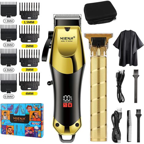Tondeuse à cheveux électrique pour homme, sans fil, rechargeable par USB, avec peigne à dents réglables. (1/5)