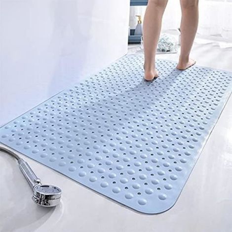 Tapis de douche antidérapant silicone 80×80 cm - Gris, ventouses & drainage antibactérien (1/4)
