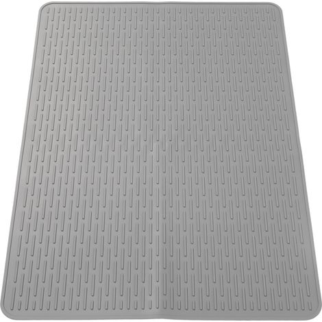 Tapis de litière pour chat antidérapant et polyvalent en silicone, grand format, pour l'intérieur, gris (1/5)