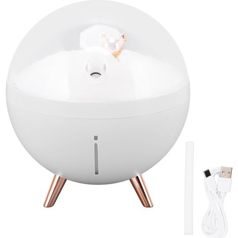 Mini Humidificateur d'Air 260ml Ours Espace avec Veilleuse USB pour Enfants - Diffuseur Brumisateur Blanc Maison (1/5)