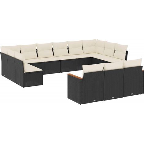 Maison Exclusive - 13-tlg. Garten-Sofagarnitur mit Kissen Schwarz