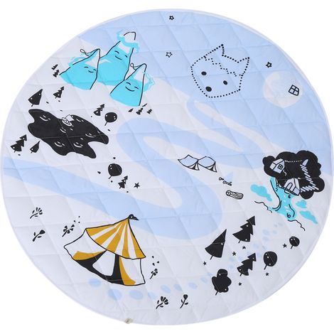 Tapis d'éveil rond en coton doux pour bébés et jeunes enfants, tapis d'intérieur pour ramper, motifs village et neige (1/5)