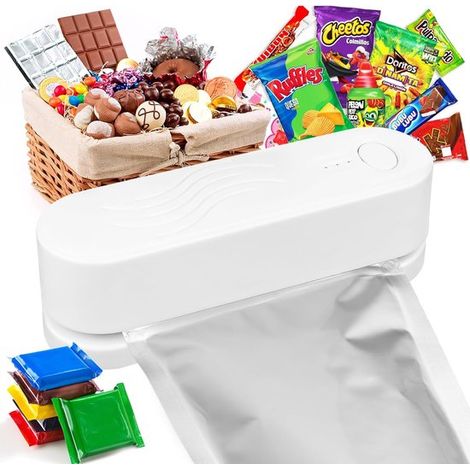 Mini selladora de aluminio，recargable，máquina de sellado portátil，3 ajustes de temperatura，selladora de bolsas，máquina de sellado larga (1/5)