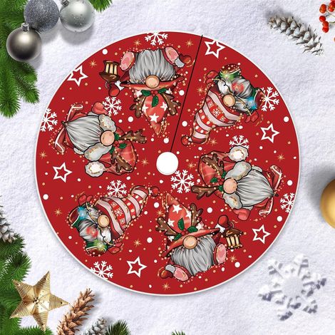 Jupe d'arbre de Noël, jupe d'arbre ronde rouge de 90 cm, tapis de Noël, convient pour la décoration de fête de vacances (1/5)