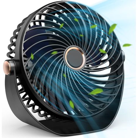 Ventilateur de Bureau USB, Ventilateur Portable Silencieux à 5 Vitesses, Mini Ventilateur Réglable à 360°, Petit Ventilateur Puissant pour Bureau, Maison, Chambre, Voiture (1/5)