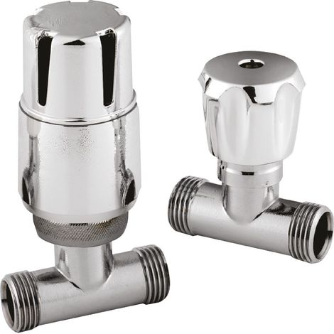 Straight Thermostatic Radiator Valves, Sold in Pairs - Chrome