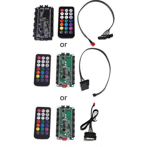 RGB-Musik-Lüfter-Hub für Computer (12V) mit synchroner Fernbedienung für CPU und IR-Instrumentierung (Schwarz) (1/5)