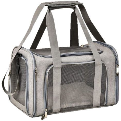 Sac de transport pour animaux de compagnie gris extra large 50 cm x 34 cm x 34 cm 1 sac de transport pliable pour chat et chien (1/5)