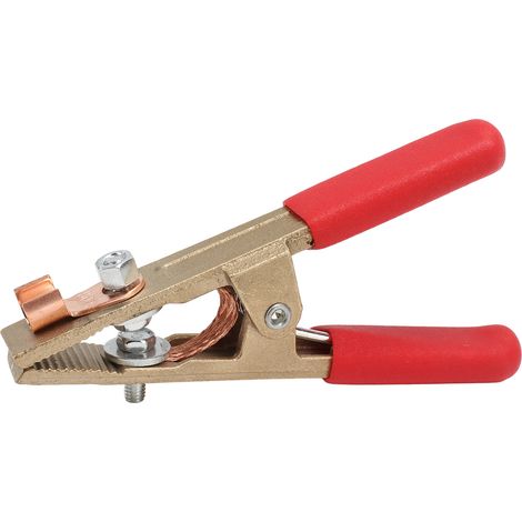 Pince de mise à la terre tout cuivre de type A 300A, pince de mise à la terre pour machines de soudage électrique TIG/MAG, avec manchon en cuir rouge. (1/5)