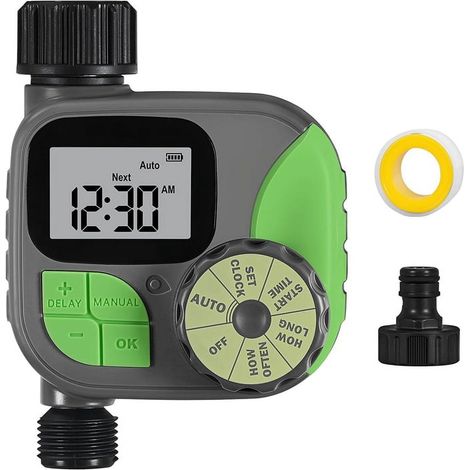 Programmable Hose Timer - IP54 Waterproof Garden Irrigation Controller - Rain Delay Manual Mode LCD Display - 1 Min to 4 Hr Duration Adjustable - 1 Unit (1/5)