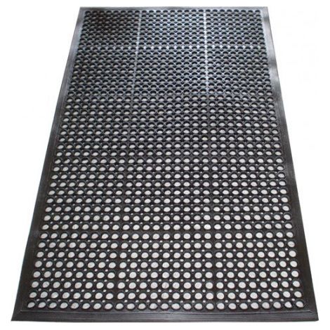 Paillasson anneaux ouverts noir caoutchouc L1500xl900xS12mm