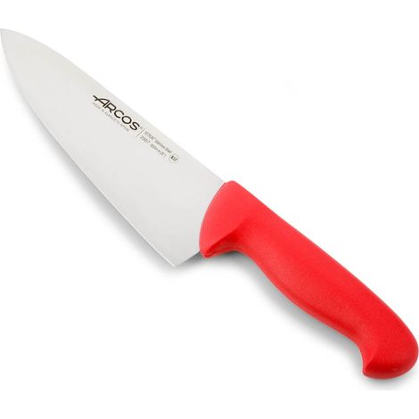 Coltello da cuoco Arcos Colore - Prof 290722 in acciaio inox Nitrum e mango ergonomico rosso Polipropilene e 20 Lama cm, coperchio espositivo