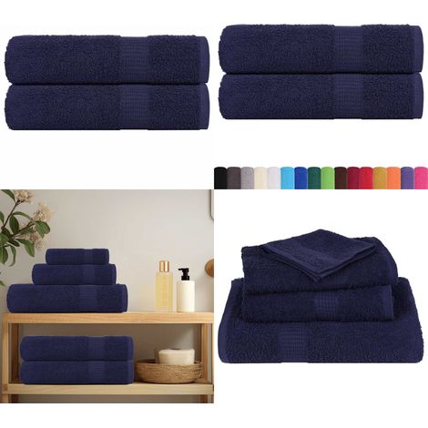 vidaXL Duschtücher 2 Stk. Marineblau 70x140 cm 360 g/m² 100% Baumwolle (1/5)