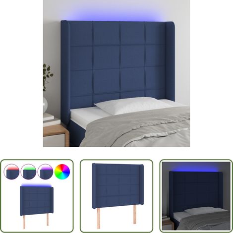 vidaXL Cabecero con LED de tela azul 83x16x118/128 cm (1/5)