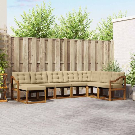 vidaXL Outdoor-Sofagarnitur mit Kissen 8 pcs Natur und Beige (1/5)