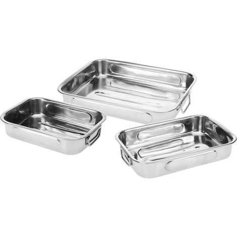 Edelstahl Bräter Set - 3-teilig - Auflaufform in 3 verschiedenen Größen mit Griffen - Gratinform Ofenschale Backform