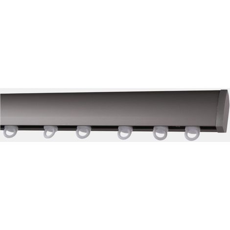 Kit rail à rideau gris 250 cm - 15x30mm - Fixation plafond - Boulet (1/2)
