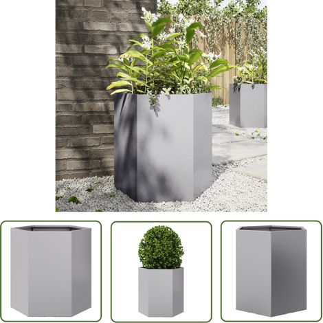 vidaXL Jardinière hexagone 46x40x45 cm acier galvanisé (1/5)