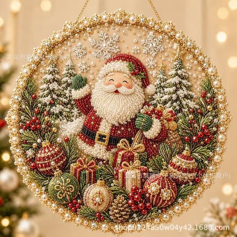 Creative and trendy new Pearl Art Hanging Wreath - Four Seasons Holiday Pearl Painting - D -