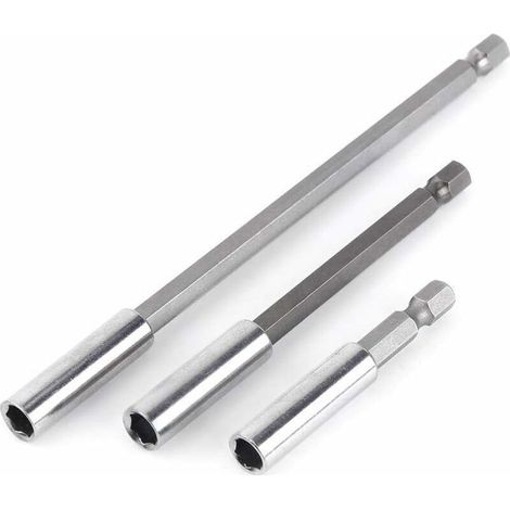 Porte Embouts Magnétique Extension de Vissage Tournevis Tige Hexagonal 60mm 100mm 150mm Rallonge Embout Visseuse(3Pcs 1/4") (1/5)