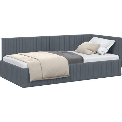 Maison Exclusive - Cornice del letto ad angolo Grigio scuro 100 cm x 200 cm (1/5)