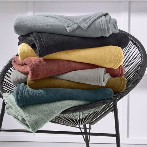 Plaid uni ESSENTIAL - - Beige 125x150 cm (1/4)