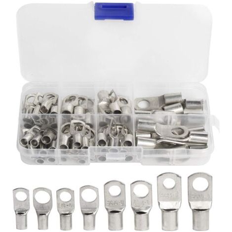Cosse électrique　60 PCS Cosses Électrique Trou Boulon en Cuivre Étamé Anneau à Sertir Bornes pour câble de 6m㎡ 8m㎡ 10m㎡ 16m㎡ 25m㎡-