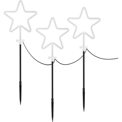 ECD Germany 3er Set Gartenstecker Stern, H:58 cm, Deko Beleuchtung für Außen, Lichterkette für Weihnachten, Gartenleuchte mit Erdspieß, Leuchtsterne Weihnachtssterne Deko Stableuchten Weihnachtsdeko