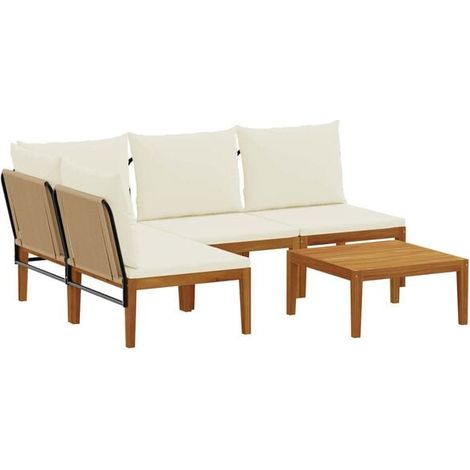 Ensemble de 5 pièces en bois d'acacia massif et corde naturelle (1/5)