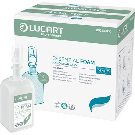 Lucart Essential Foam Hand Soap 1000, sapone in schiuma da 1 litro - Conf. da 6 ricariche (1/5)