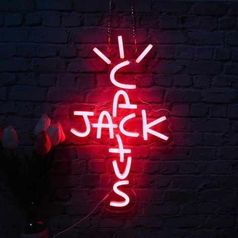Enseigne Néon Cactus Jack - LED Rouge - Décoration Murale pour Chambre Salon Bar - 40 x 25 cm - Alimentation USB - 1 Pièce (1/5)