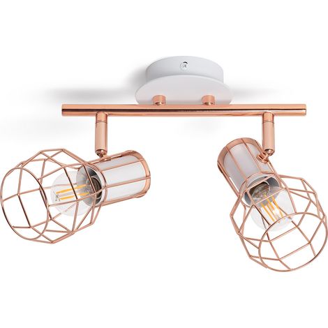 LEDKIA – Plafonnier orientable en métal 2 spots E14 – Installation en surface – Design compact pour intérieur – Ajustement de faisceau lumineux (1/5)